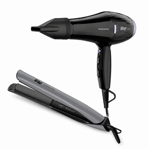 Kit Wap Intense Profissional - Secador Ws2500 Infra-ionic 2400w 127v + Prancha Wp482 Black Ceramic 250ºc