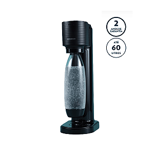 Máquina Para Gaseificar Água Gaia Sodastream Preta Com Cilindro Quick Connect 60l E Garrafa 1l