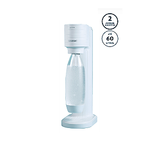 Máquina Para Gaseificar Água Gaia Sodastream Branca Com Cilindro Quick Connect 60l E Garrafa 1l