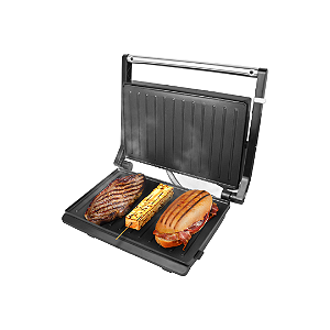 Grill Panini Inox Kian Gp-104 Preto 1200w Para Sanduíches E Lanches Rápidos 220v