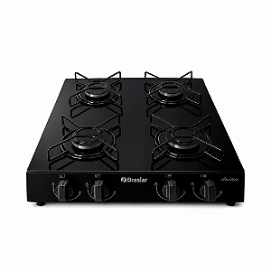 Fogão Cooktop Braslar Asiático 4 Bocas Preto Com Acabamento Em Vidro