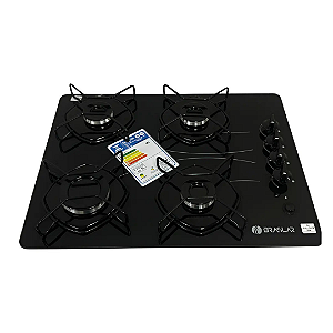 Cooktop Braslar Pop Gás 4 Bocas Mesa Vidro Preto Acendimento Automático Bivolt