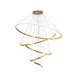 Lustre Pendente Led Domum 192008 5 Arcos Redondo Dourado Luz Quente 4000k Bivolt