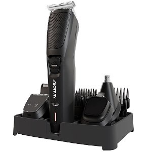 Aparador De Pelos Mallory Total Groom  16 Em 1 Multifuncional Laminas Em AÇo Cromo Base Suporte Usb Bivolt