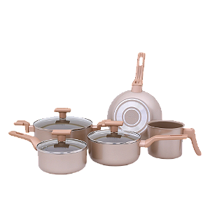 Conjunto 5 Panelas Sartin Cook Champanhe Cerâmica Antiaderente 8118