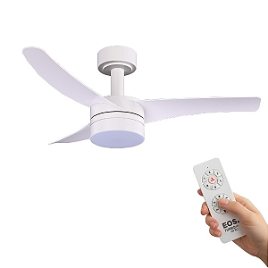 Ventilador De Teto Eos Turbo Vento 3 Pás 106cm Controle Remoto 150w Evx100b Branco - Bivolt