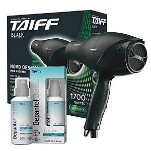 KIT TAIFF SECADOR PROFISSIONAL NEW BLACK 1900W - 127V + BEPANTOL DERMA SPRAY 50ML