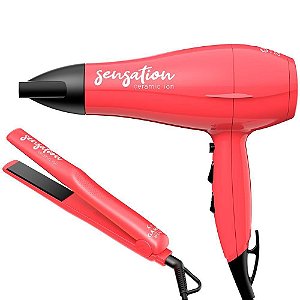 KIT GAMA 127V - SECADOR SENSATION 2000W + PRANCHA SENSATION CERAMIC ION 210ºC - BIVOLT