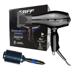 KIT - SECADOR CABELO TAIFF TOURMALINE ION 2000W 127V + ESCOVA PROART DPL ALT 47363-BL AZUL - 'M'