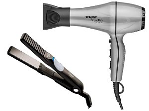 KIT TAIFF - SECADOR CABELO PROFISSIONAL STYLE PRO 2000W PRATA 220V + PRANCHA LOOK ION 200ºC BV