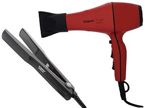 KIT TAIFF - SECADOR PROFISSIONAL STYLE RED 2000W 220V + PRANCHA CERAMIC 180ºC BV