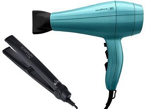 KIT GAMA - SECADOR PROFISSIONAL ITALY KERA-SHINE 3D 2100W 220V + PRANCHA ELEGANZA INFINITY ONE 220ºC