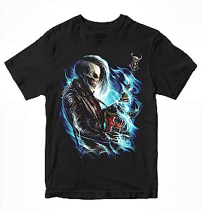 Camiseta Skull guitar blue