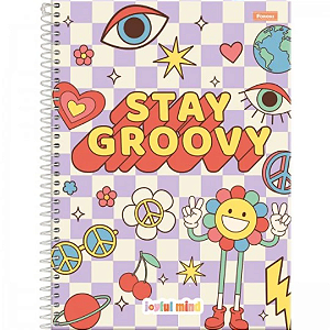 Caderno espiral 1 matéria capa dura Universitário Groovy 96 folhas