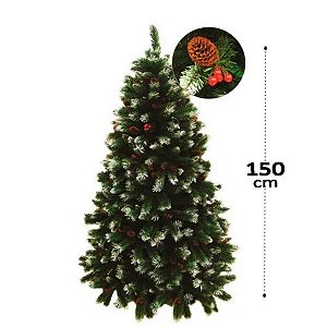 árvore Nevada Cereja Pinha 150cm 606 Galhos Natal