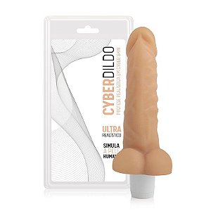 Prótese Cyber Skin com Vibro com Escroto 17 x 4cm