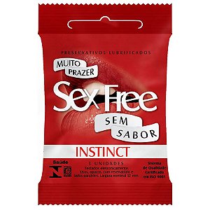 Preservativo Lubrificado Sex Free - Instinct - Sem Sabor com 3 unidades