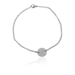 Pulseira de medalha com inicial de aço