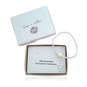 Pulseira berloque com pingente filha menina - Caixa presente com frase