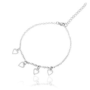 Pulseira com pingentes de coração de aço