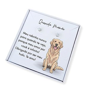 Brinco ponto de luz de aço + Caixa presente Mãe de Golden