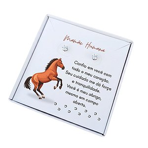 Brinco ponto de luz de aço + Caixa presente Mãe Cavalo