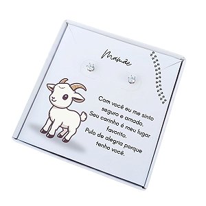 Brinco ponto de luz de aço + Caixa presente Mãe de Cabrito