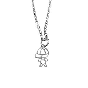 Colar com pingente de menino de boné de aço inox