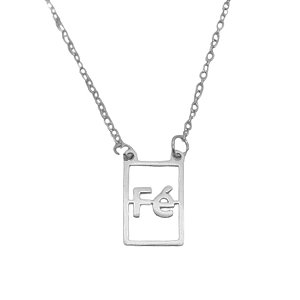Colar com pingente fé de aço inox