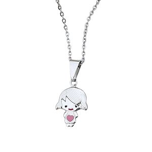 Colar com pingente de menina de aço
