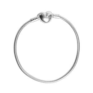 Pulseira berloque fecho coração de Aço inox