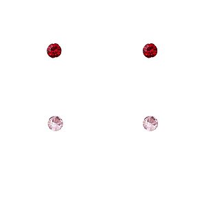 Kit de Brinco ponto de luz rosa e vermelho de aço inox