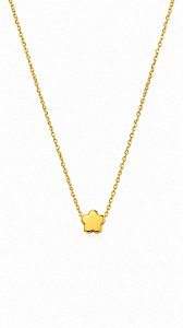 Colar com pingente flor de aço inox banho ouro