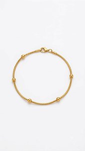Pulseira com bolinha de aço inox banho de ouro