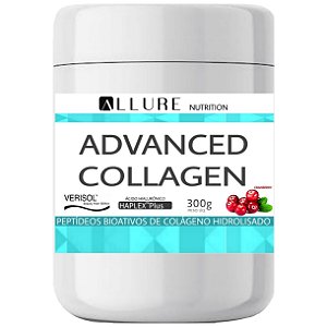 Advanced Collagen® Colágeno Hidrolisado Verisol + Ácido Hialurônico Haplex®Plus + Biotina + Multivitamínico + STEVIA 300g sabor CRANBERRY Peptídeos Bioativos de Colágeno Hidrolisado de Peso Molecular Médio 2kDa