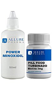 Kit Crescimento da Barba: 1 Power Minoxidil 50ml + 1 Pill Food Turbinado - 60 cápsulas