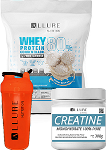 Kit Performance Whey Protein Zero Lactose 900g + Creatine Pure 300g- Brinde Coqueteleira Allure Nutrition