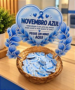 KIT LEMBRANCINHAS NOVEMBRO AZUL – 50 cartões + BANNER PARA CESTA