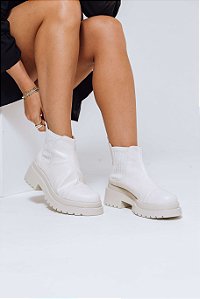 GRACI - BOTA CHELSEA FEMININA TRATORADA OFF WHITE