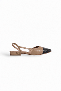 MARIA PAULA - SLINGBACK FEMININO NUDE COM PRETO