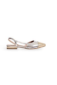 MARIA PAULA  - SLINGBACK FEMININO PRATA C/ DOURADO