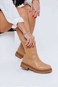 VALEN - BOTA CHELSEA FEMININA TRATORADA BEGE