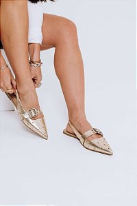 MELISSA  - SLINGBACK FEMININO BICO FINO DOURADA