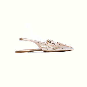 MELISSA  - SLINGBACK FEMININO BICO FINO DOURADA