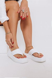 NEW BÚZIOS - CHINELO FLATFORM COURO FEMININO BRANCO