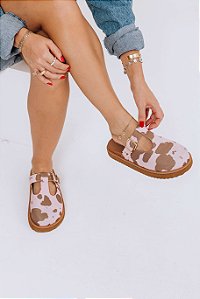 VIC - CLOG FEMININO ANATÔMICO CAMURÇA VACA ROSA