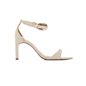 ANTÔNIA - SANDÁLIA FEMININA SALTO ALTO BICO FOLHA OFF WHITE