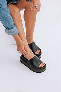 EXPRESSO - TAMANCO FEMININO  FLATFORM TIRA ACOLCHOADA PRETO