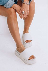 EXPRESSO LATTE - TAMANCO FEMININO FLATFORM TIRA ACOLCHOADA OFF WHITE