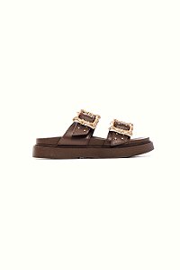 ROXY - FLATFORM BIRKEN FEMININA COURO FIVELAS MARROM